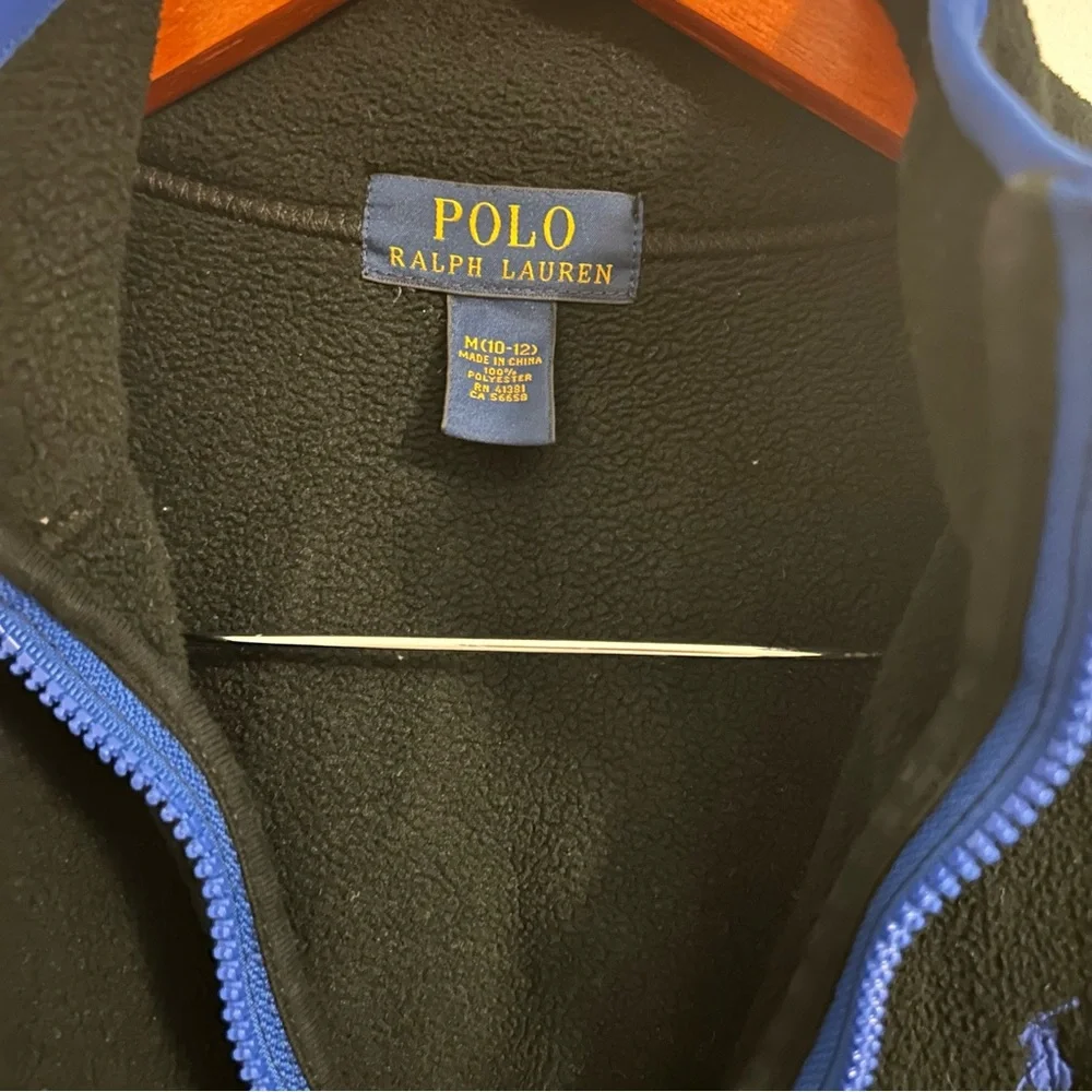 Polo Ralph Lauren Black Full-Zip Fleece Jacket | Size M | Classic Logo Outerwear